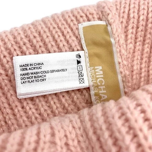Michael Kors Crystal Embellished Logo Beanie Hat One Size Powder Blush Nwt $88 main image 7